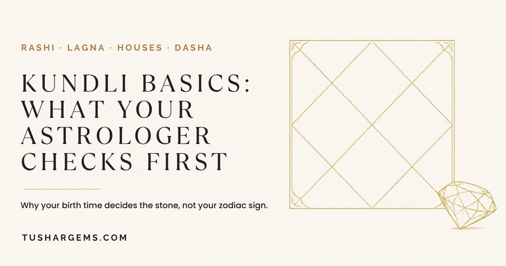 Kundli basics — rashi, lagna, houses and dasha before choosing a gemstone | Tushar Gems