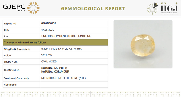 Natural Yellow Sapphire | Certified Untreated Pukhraj Gemstone | 8980D36552 image 1