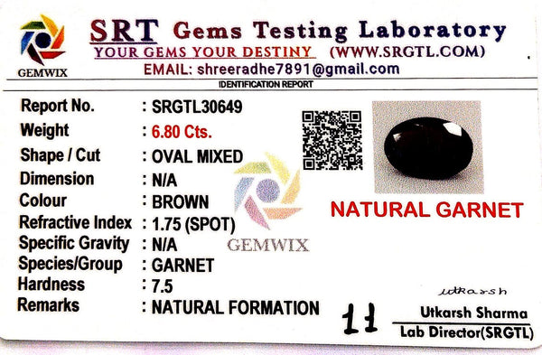 Natural Garnet Oval Mix SRT Certified No : SRGTL30649 image 2