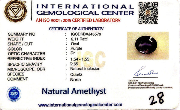 Natural Amethyst | Oval| Lab Certified No. IGCDKBAJ45579 image 2