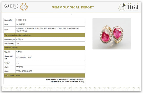 Stunning Natural Pear Shape Ruby & Diamond Ring in 14K Gold image 2