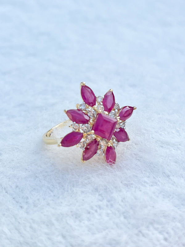 Elegant Natural Ruby with Diamonds in 14K Gold Ring image 1
