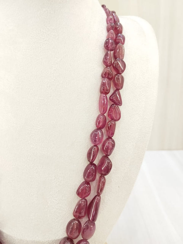 Natural Ruby’s 2line Tumble shape Neclace image 1