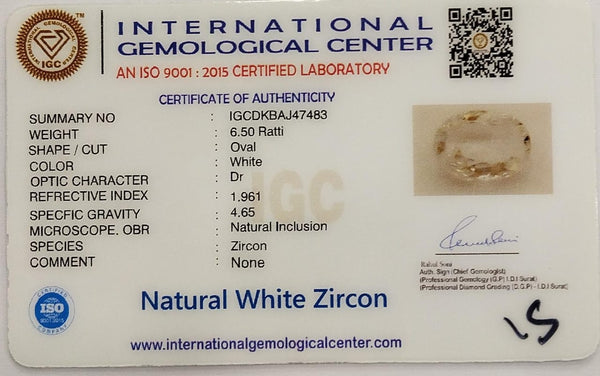 Natural White Zircon | Certified | Oval | Certificate No.: IGCDKBAJ47483 image 2