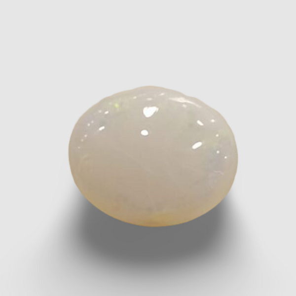 Natural White Opal 3.22 ratti oval cabochon loose gemstone, IGC certified IGCDKBAJ42888