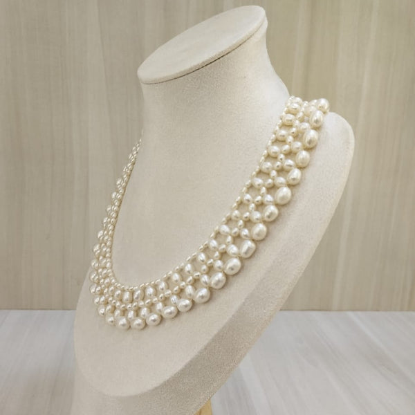 Natural Pearls 4 Line Round & Oval Shape Necklace: A Symphony of Elegance and Versatility image 2