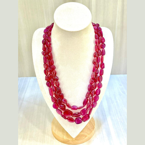 Natural Ruby’s 3 line Tumble shape Neclace image 0