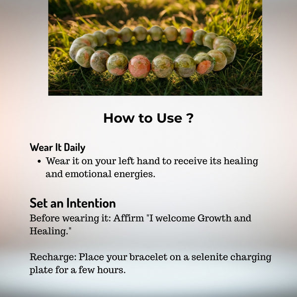 Green Unakite Bracelet Spiritual Growth For Men & Women image 3