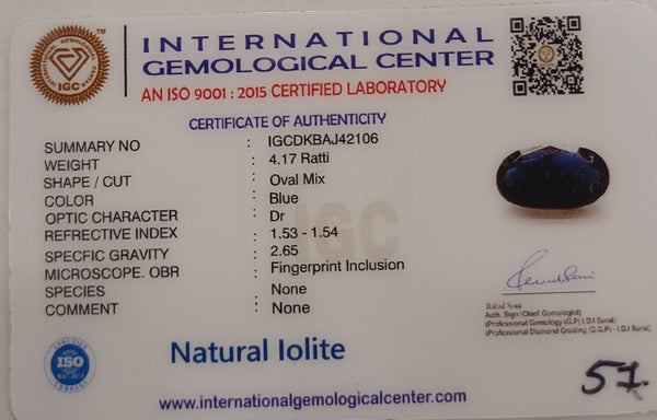 Natural Iolite| Govt. Lab Certified | Oval Mix|Blue withCertificate No.: IGCDKBAJ42106 image 2