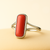 Natural Coral Ring | Red Capsule Cut | Certified Gemstone in Sterling Silver image 0