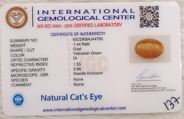 Natural Cat’s Eye: The Stone of Ketu for Protection and Spiritual Growth Summary No IGCDKBAJ44750 image 2