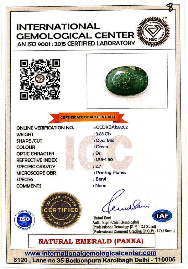 Natural Emerald | Oval Mix | Lab Certified No. IGCDKBAJ58262 image 2