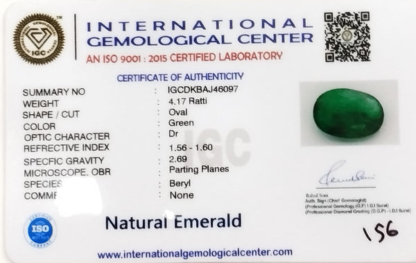 Natural Emerald | OvalCut | Govt. Lab Certified No. IGCDKBAJ46097 image 2