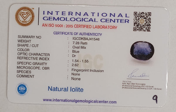 Natural Iolite| Govt. Lab Certified | OvalMix |Blue withCertificate No.: IGCDKBAJ41546 (Copy) image 2