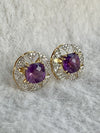 Celestia Halo Earrings – 9.01 ct Natural Amethyst with 1.17 ct Natural Diamonds in 14K Gold image 1