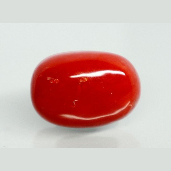 Natural Italian Red Coral (Moonga) oval cabochon, report no. 12992D53464