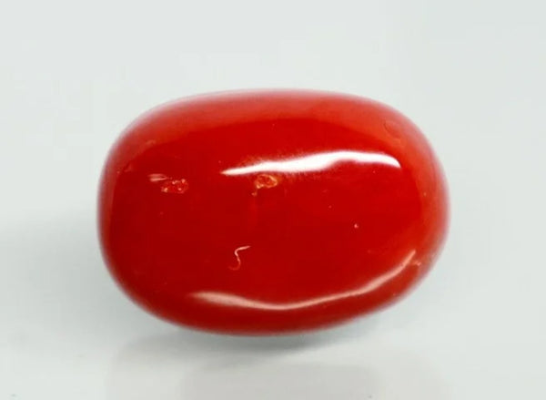 Natural Italian Red Coral (Moonga) oval cabochon, report no. 12992D53464
