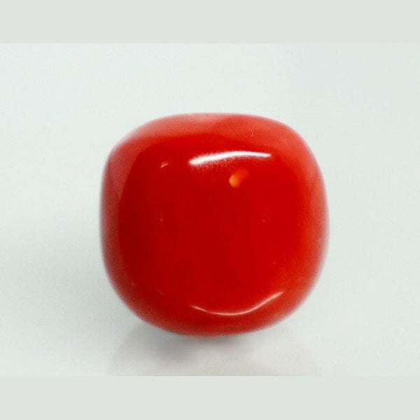 Natural Italian Red Coral (Moonga) cushion cabochon, report no. 12992D53467