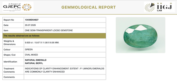 Natural Emerald | Govt. Lab Certified | Oval Mixed Cut No. 13439D54827
