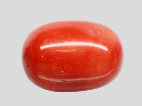 Natural Italian Red Coral (Moonga) oval cabochon, report no. 13487D55346