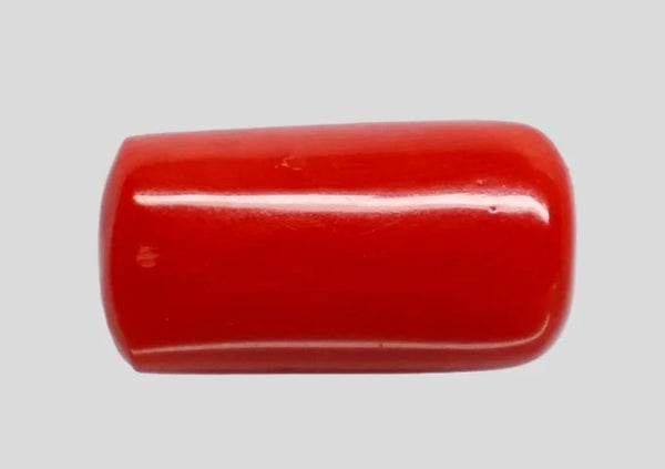 Natural Italian Red Coral (Moonga) cushion cabochon, report no. 13762D56719