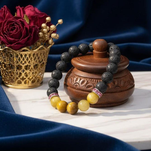 CAT'S EYE WITH LAVA BEADS BRACELET PROTECTION AGAINTS NEGATIVE ENERGY image 1