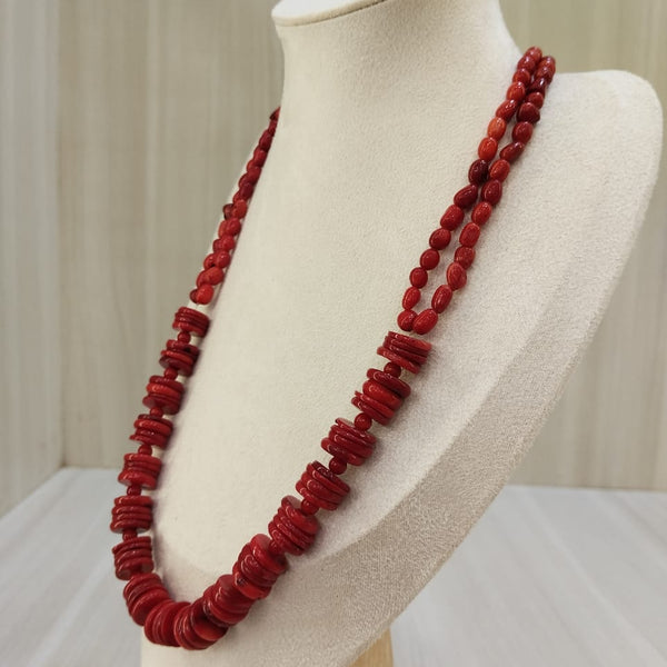 coral double oval linemixshape necklace 017 image 2