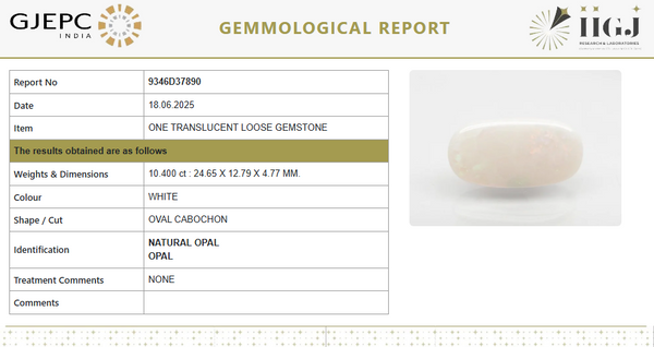 Natural Fire Opal 11.56 Ratti | Oval Cabochon | Govt. Lab Certified No.: 9346D37890 image 1