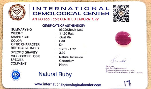 Natural Ruby | Certified Oval Mix Red Corundum Gemstone Number: IGCDKBAJ41389 image 2