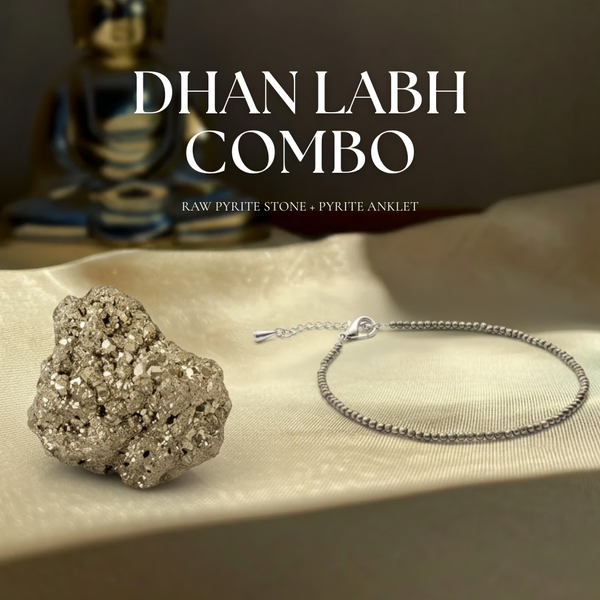 Dhan Labh Combo – Raw Pyrite Stone + Pyrite Anklet
