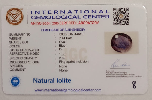 Natural Iolite| Govt. Lab Certified | OvalMix |Blue withCertificate No.: IGCDKBAJ44619 image 2