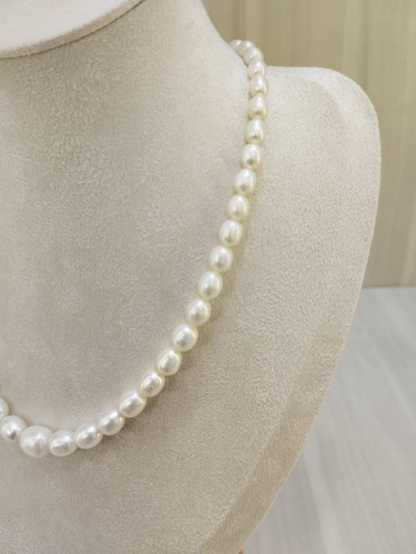 The Natural Pearl Single Line Oval Shape Necklace: A Timeless Elegance image 1