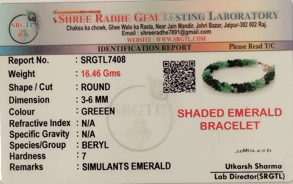 Green Premium Semi Shaded Emerald Bracelet For Men & Women image 3