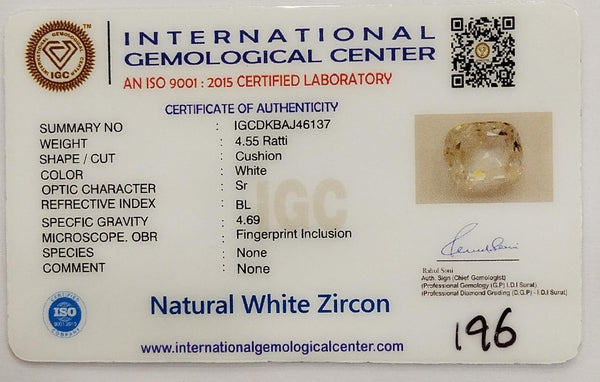 Natural White Zircon | Certified | Oval | Certificate No.: IGCDKBAJ46137 image 2