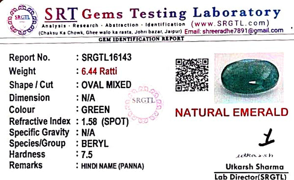 Natural Emerald | Oval Cut | Govt. Lab Certified No. SRGTL16143 image 2
