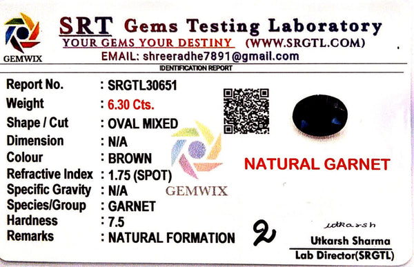 Natural Garnet Oval Mix SRT Certified No : SRGTL30651 image 2
