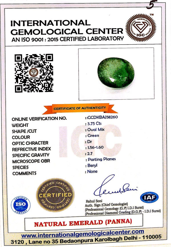 Natural Emerald | Oval Mix | Lab Certified No. IGCDKBAJ58260 image 2