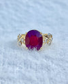 Exquisite Natural Oval Shape Ruby with Diamonds in 14K Gold Ring image 0