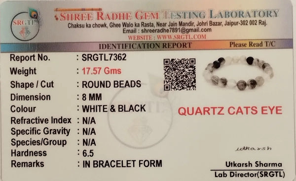White & Black Premium Quartz Cats Eye Stress Reduction Bracelet For Men & Women image 3