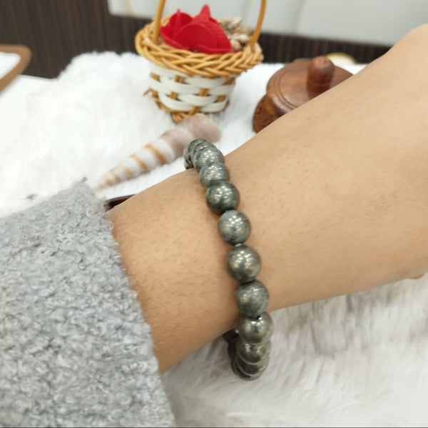 Grey Pyrite Bracelet For Men & Women | For Positive Energy & Wealth Money image 0