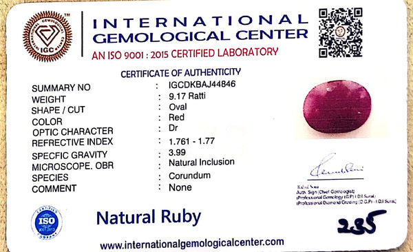 Natural Ruby | Certified Oval Cut Red Corundum No.: IGCDKBAJ44846 image 2