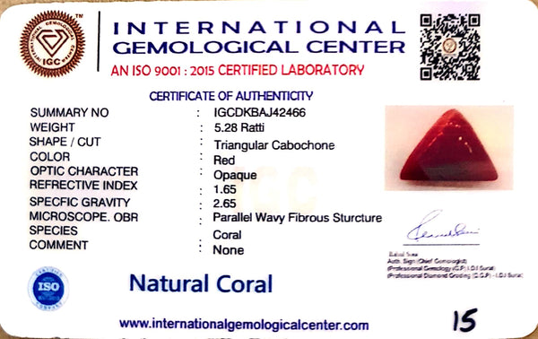 Natural Italian Red Coral | Certified Triangular Cabochon Moonga | Untreated Gemstone IGCDKBAJ42466 image 1