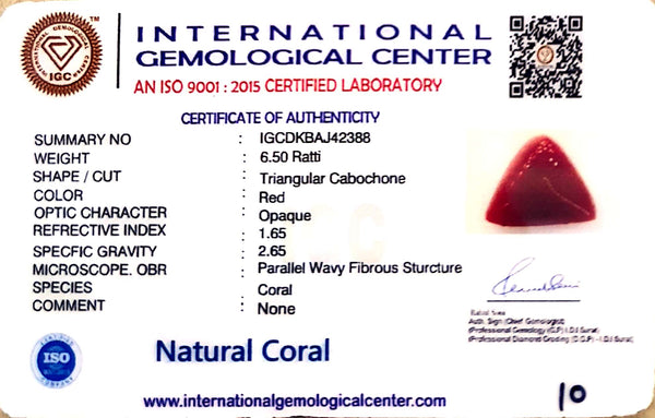 Natural Italian Red Coral | Certified Triangular Cabochon Moonga | Untreated Gemstone IGCDKBAJ42388 image 1