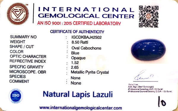 Natural Lapis Lazuli | Oval Cabochon | Certified Certificate No.: IGCDKBAJ42502 image 2