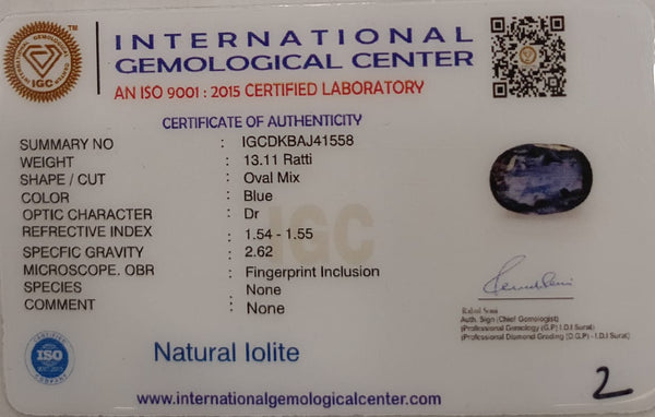 Natural Iolite| Govt. Lab Certified | Oval Mix |Blue withCertificate No.: IGCDKBAJ41558 (Copy) image 2