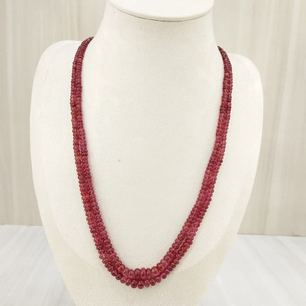 Natural ruby two line beaded necklace – Tushar Gems