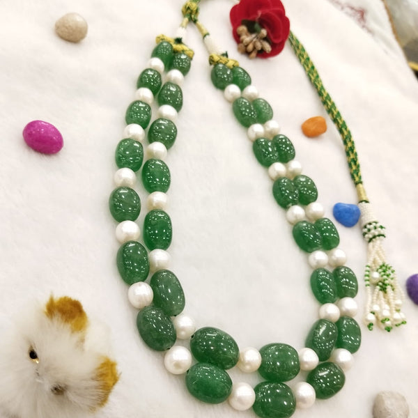 Natural Emerald-Pearl Double Line Necklace: A Masterpiece of Elegance - G.STB0733 image 2