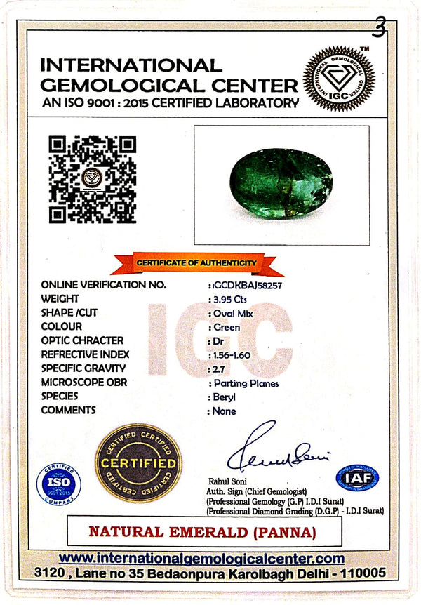 Natural Emerald | Oval Mix | Lab Certified No. IGCDKBAJ58257 image 2