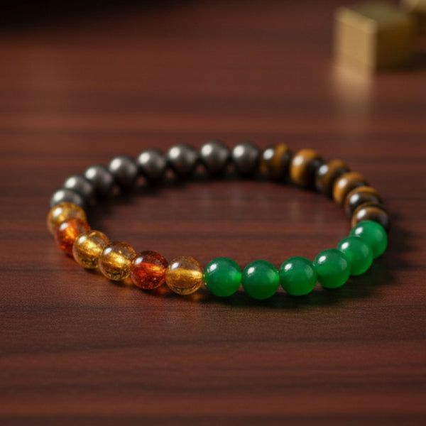Money Magnet Bracelet – Pyrite, Tiger Eye, Carnelian & Green Jade Beads image 3