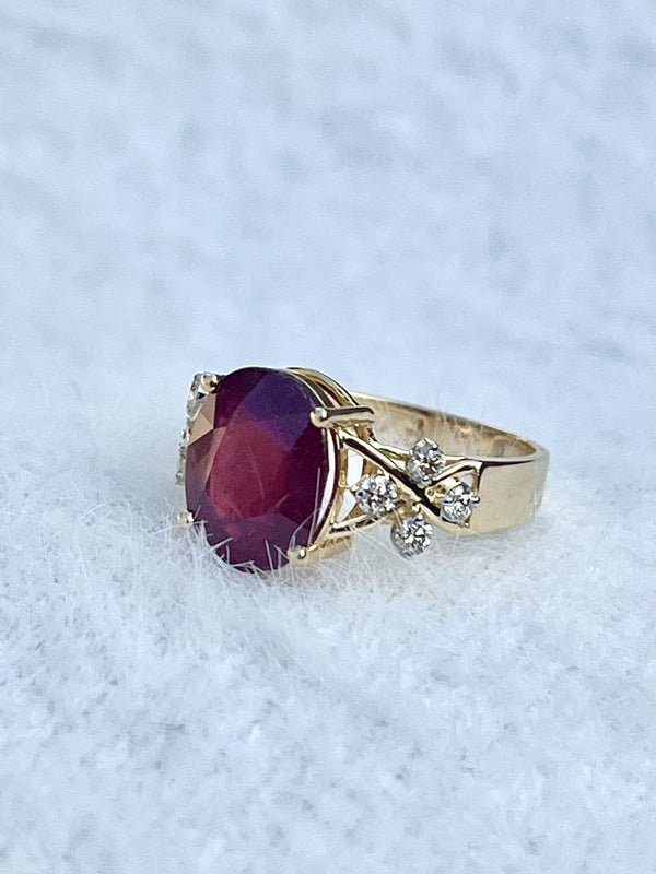 Exquisite Natural Oval Shape Ruby with Diamonds in 14K Gold Ring image 2